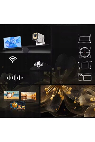 NO BRAND Proiector LCD Proiector LED 4K Portabil 330 Ansi Android Alb