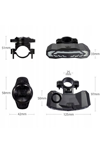 NO BRAND Stop Smart Bicycle Light - Frânare + Semnalizare, Spate