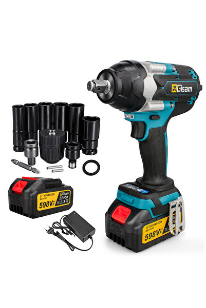 NO BRAND Cheie de impact fără perii de 1/2 inch, 1800 Nm, 20V, pentru schimba...