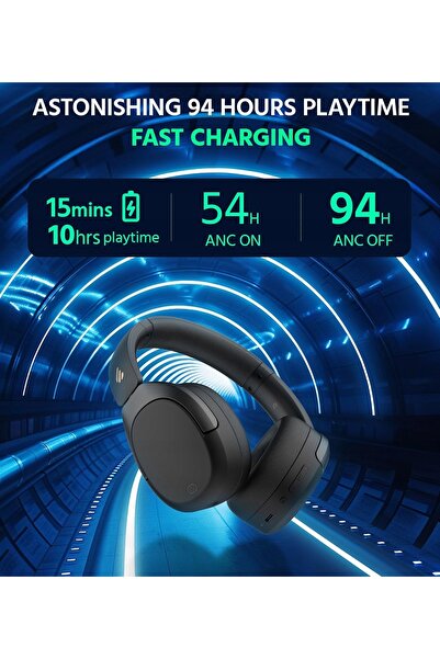 NO BRAND Căști wireless circumaurale Bluetooth 5.4 ANC Hi-Res 94H Negru