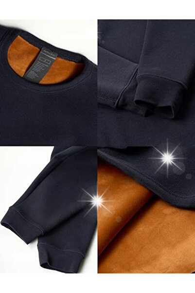 NO BRAND Lenjerie termică bărbătească cu mânecă lungă, căptușită cu fleece, XXL