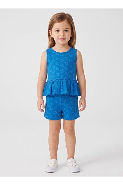 Babyqlo Girls Blue Sleeveless Peplum Shorts Set