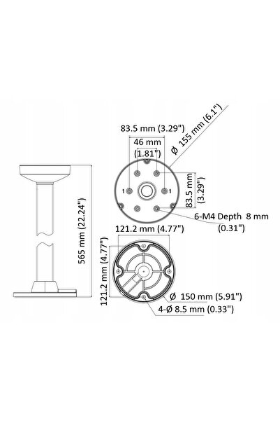 NO BRAND Adaptor de montare pe tavan Ds-1471Zj-155 Hikvision