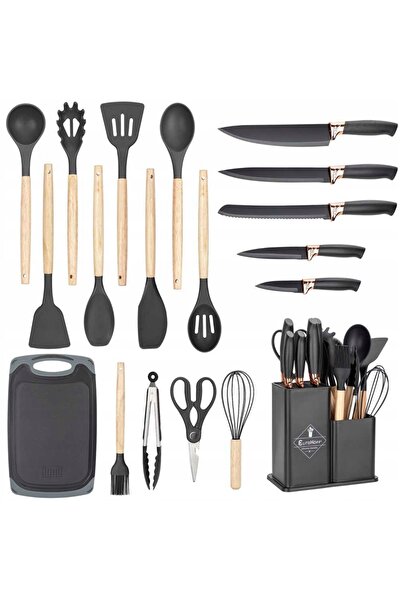 Elitehoff KIT 19 ELEMENTE CUȚITE ȘI USTENILE DE BUCĂTĂRIE ÎN SUPORT E-6069