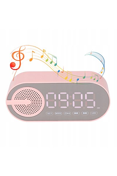 NO BRAND Radio cu ceas deșteptător pentru tineri, difuzor Bluetooth, roz
