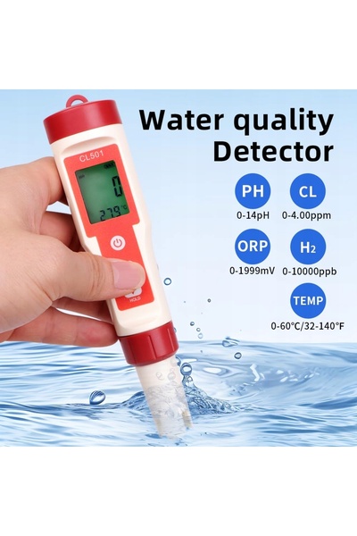 NO BRAND Tester pH 5-în-1: Contor electronic pH/Culoare/H2/ORP/Temperatură