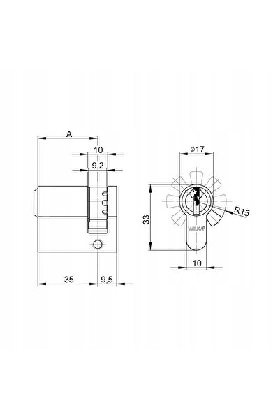 NO BRAND Wilka 1410 00/35 Cartuș de tobă, Nichel mat, 3 clape cu decupaj, Clasa