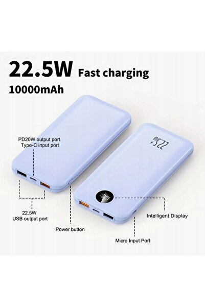 NO BRAND Power Bank 10000mAh Încărcător Portabil 22.5W Încărcare Rapidă USB-C