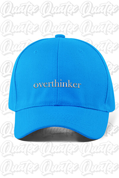 CapHub قبعة مطرزة من Overthinker - لون أزرق 100% قطن جبردين، قبعة موديل للجنسين