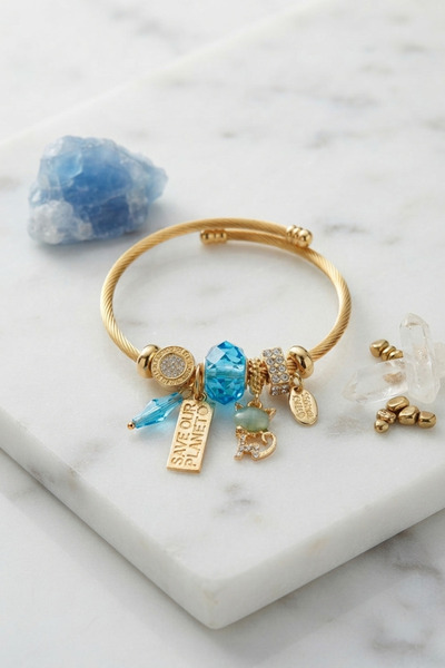 deluxe takı ve giyim Cat Model Blue Charm Bracelet