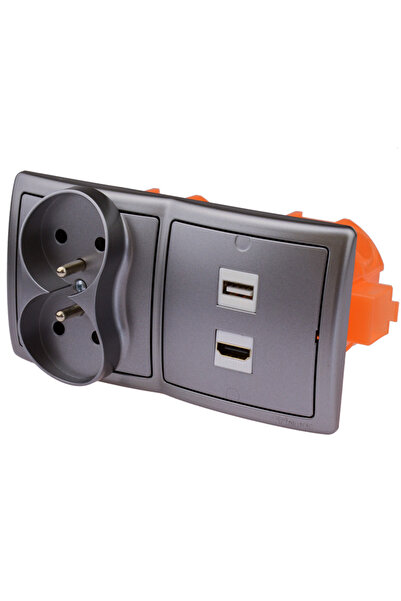 simonk Priză de perete 230V cu 1 USB și 1 HDMI, pentru instalare ascunsă