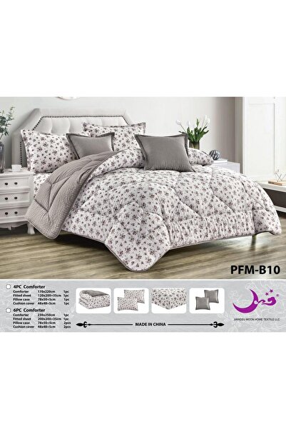 Moon Microfiber Summer Reversible Comforter 4Pcs - Elegant Trellis Design wit...