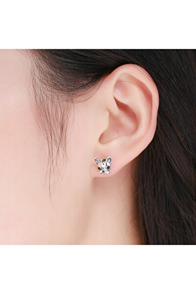 NO BRAND Cercei de argint pentru fete, model Bulldog, Argint 925, Cercei Trusky