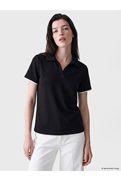 LC Waikiki Black Polo Neck Soft Touch Women's T-Shirt