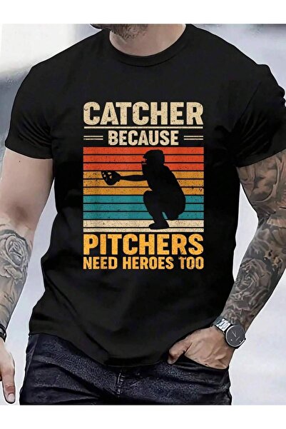 799 100% Cotton Catcher Because Pitchers Need Heroes Too Baseball T-Shirt Men...