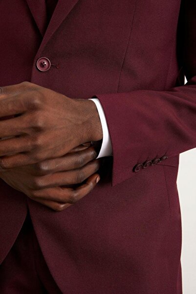 NO BRAND Palton elegant bordo simplu cu nasturi netezi Burton 50