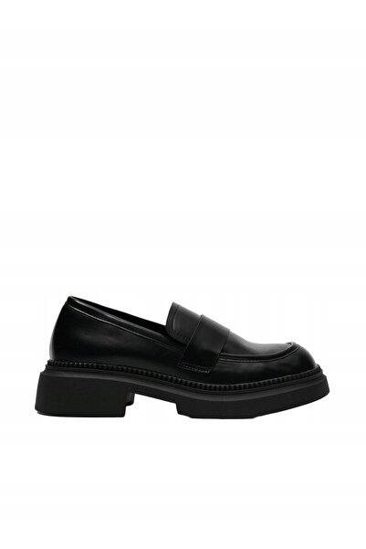 NO BRAND Mocasini clasici de casă din piele ecologică neagră, cu talpă înaltă...
