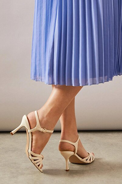 NO BRAND Sandale albe cu toc stiletto, clasice Wallis 40