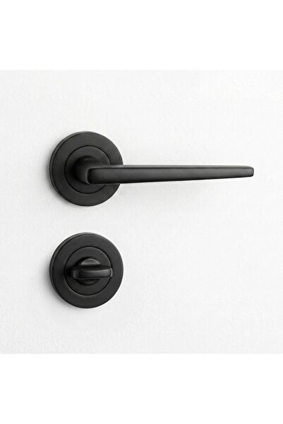 İSTANBUL DOOR HANDLES Tokyo Mat Siyah Daire Rozetli WC Kapı Kolu - 1 Takım