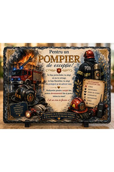 hiperborea Ardezie Personalizată – „Pentru un Pompier de Excepție” – Cadou pe...