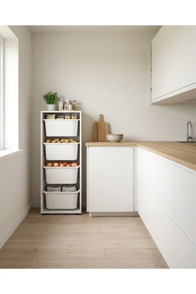 SARMOBİ Nest 4 Büyük Sepetli Düzenleme Dolabı Y:108 G:45 D:30 cm / Beyaz