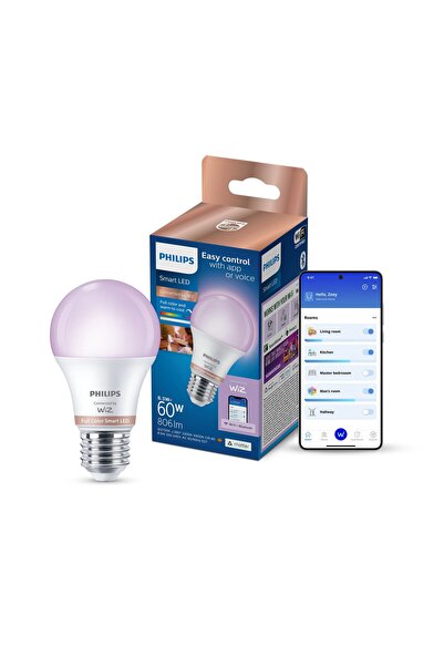 Philips Smart Lighting LED Ampul A60 E27 60W Eşdeğer RGB - Google Home, Alexa, HomeKit ve Matter uyumlu