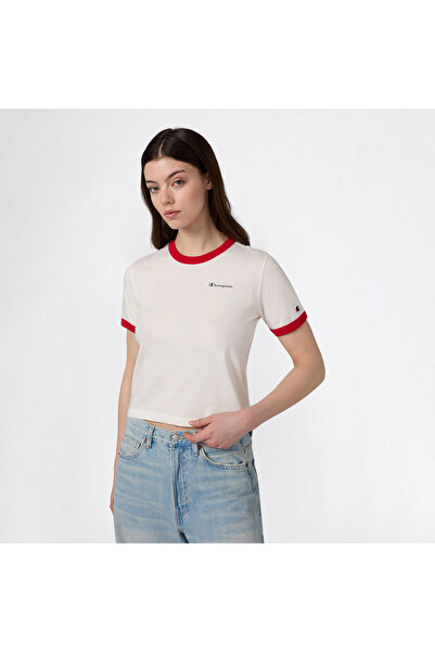 Champion Crewneck Croptop Kadın Beyaz T-Shirt