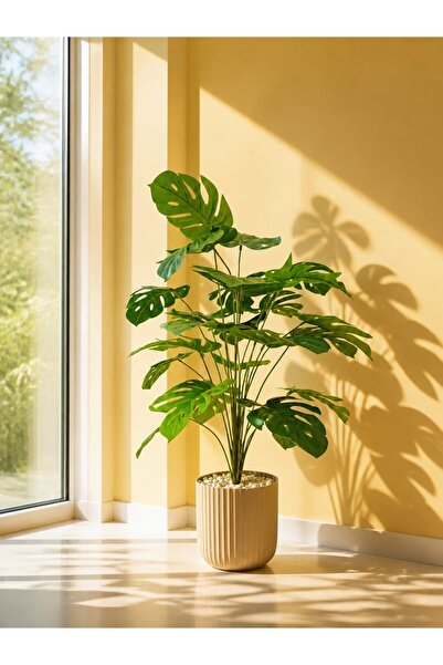 NEŞELİ ÇİÇEKLER 85 Cm Yapay Monstera Deve Dikeni 24 Yaprak Saksılı Dekoratif ...