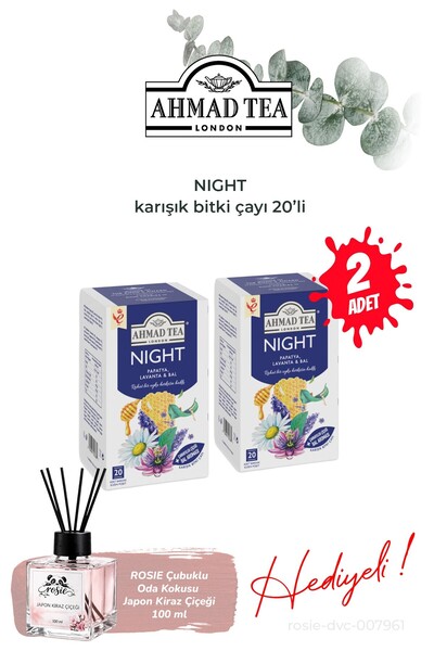 Ahmad Tea 2 عبوة من شاي الأعشاب المختلطة الليلية، 20 كيس شاي وعطر للغرفة
