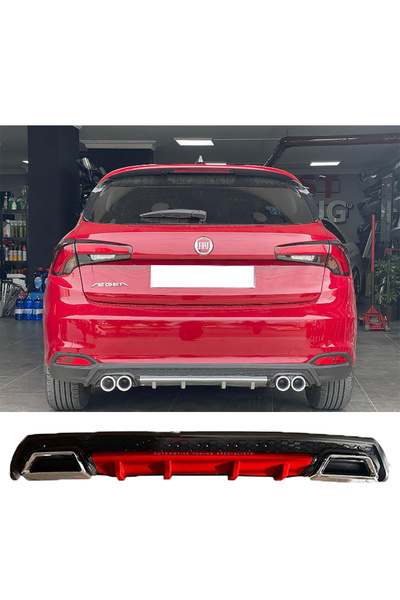 HasAkman Fiat Egea Hb Kırmızı Difüzör Çiftli Kare Egzoz Görünümlü D Tip Difiz...