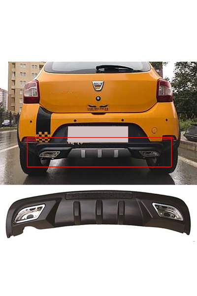 HasAkman Dacia Sandero Difüzör Difizör Siyah + Kare Egzoz Görünüm C Tip