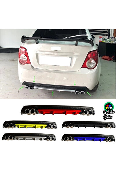 HasAkman Chevrolet Aveo SD Yuvarlak Egzozlu Kırmızı Difizör Çiftli Egzoz Görü...