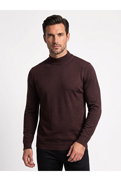ONNO Men's Half Fishman Collar Knitwear Sweater with Elastic Waist, Steel Kni...