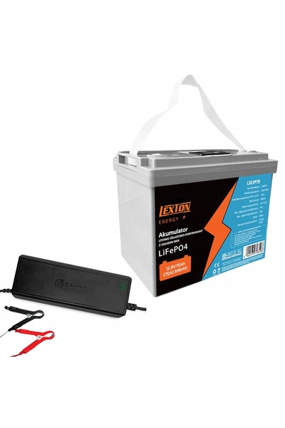 LTCHE Pachet de baterii Lexton 12.8V 70Ah cu BMS LifePO4 + invertor