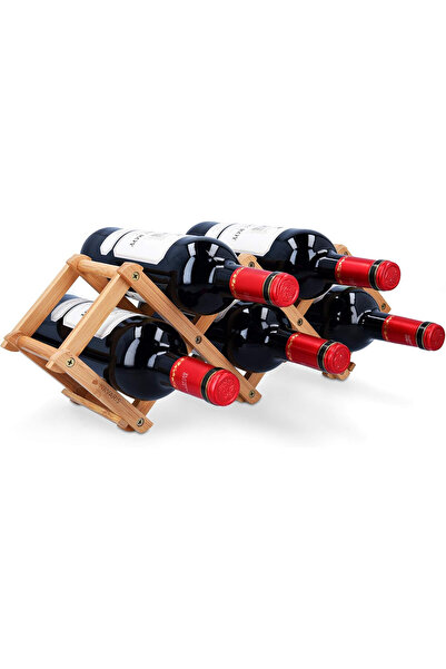 Navaris Suport pentru sticle de vin, din bambus, 45x12x15.2cm, pliabil, capac...