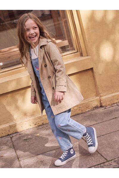 LC Waikiki Lcw Kids Beige Hooded Belted Girl's Trench Coat