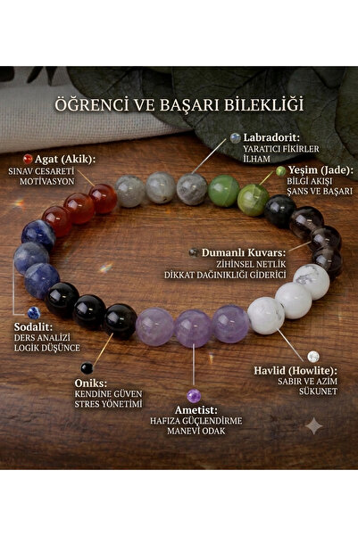 Taşmir Öğrenci Başarı Bilekliği - Orijinal Gerçek Doğal Taş Bileklik