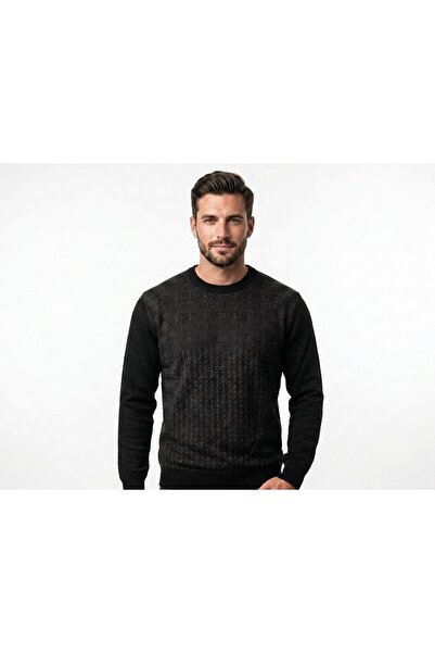 ONNO Men's Zero Collar Tricot Sweater with Elastic Waist, Steel Knitting, Cla...