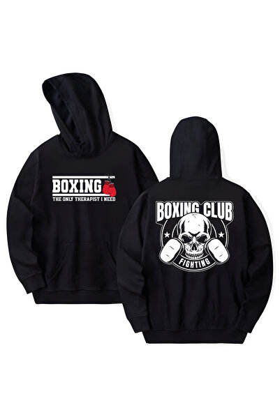 STİL-X Boxing Printed Cotton Long Sleeve 3 Thread Hooded Sweatshirt