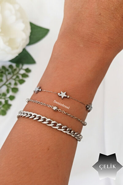 DENİZDENAL Anti-Tarnish Steel Star Bracelet Combination
