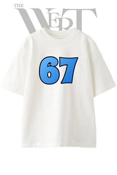 THEWERT Tricou oversize alb unisex cu imprimeu Sayi 67 Design