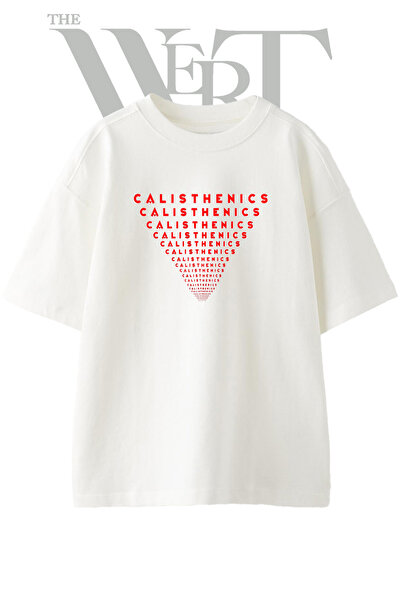 THEWERT Tricou oversize alb unisex cu imprimeu cu design pentru antrenament d...