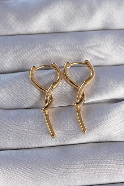 Mega Bazaar Brass Gold Color Spiral Rod Design Long Earrings