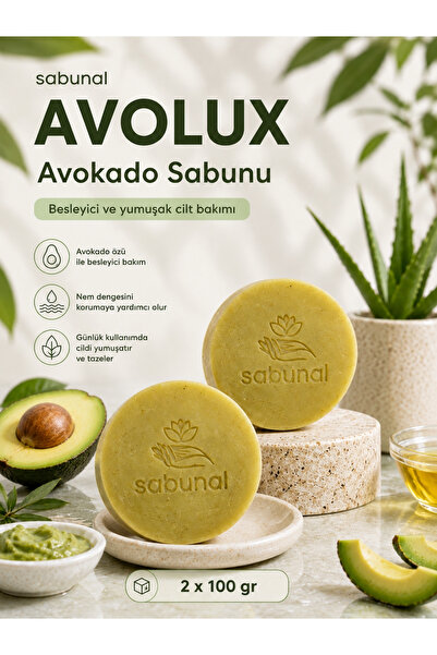 sabunal Avolux Avocado Soap 2 Pcs - Softening, Moisturizing, and Nourishing D...