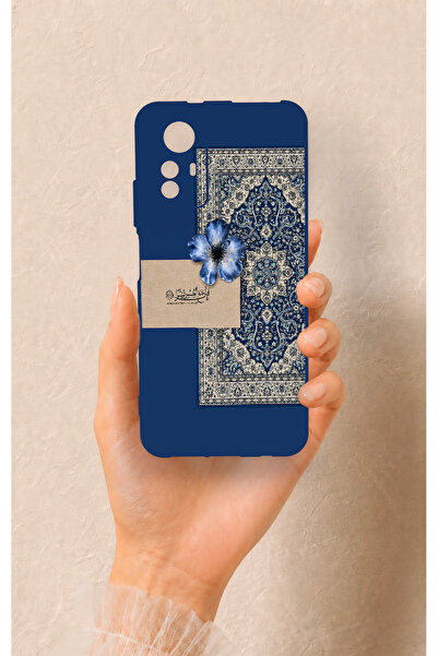 Vip Case Redmi Note 12S Uyumlu Mavi Etnik Halı Desenli Silikon Kılıf