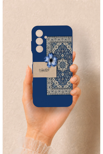 Vip Case Samsung A25 Uyumlu Mavi Etnik Halı Desenli Silikon Kılıf