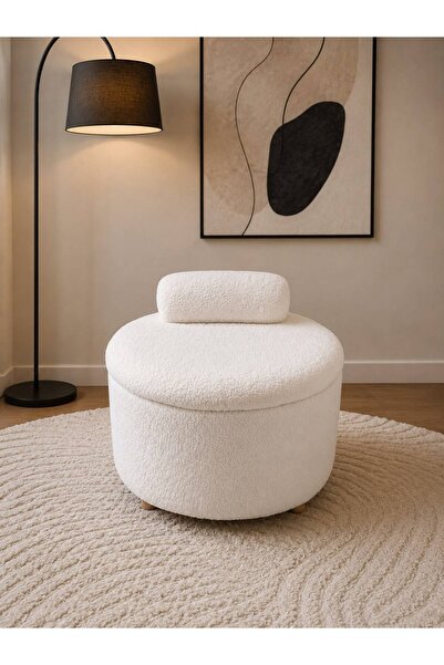 own home JÜPİTER SANDIKLI BERJER, TEDDY KUMAŞ KAPLAMALI AHŞAP AYAKLI MODERN B...