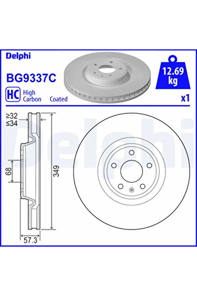 DELPHİ Set Discuri Frana Audi A4 Allroad B9/A4 B9/A5 Vw Touareg 2015-2023