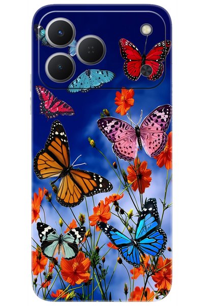 TECNO Spark 50 4G (KN4n) Uyumlu Kılıf Desen Baskılı Silikon Renkli Kelebekler...