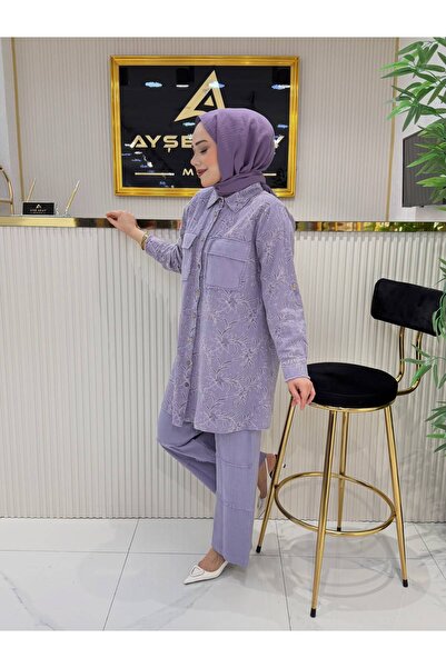 LİVAMODA43 AYŞE AKAY KETEN DÜĞMELİ TAKIM